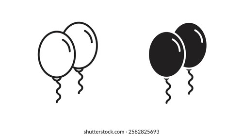 Balloons filled and outlined icons vectors on white background