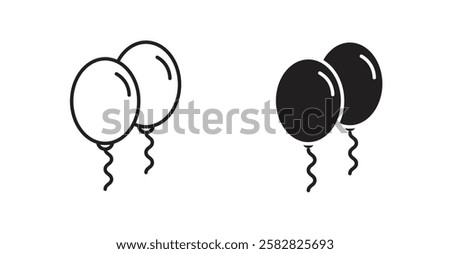 Balloons filled and outlined icons vectors on white background