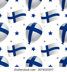 Balloons with Finland flag and stars on a white background 