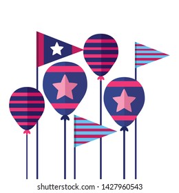 balloons flag american happy independence day vector illustration