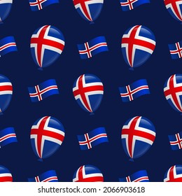 Balloons with the flag of Iceland on a dark blue background 