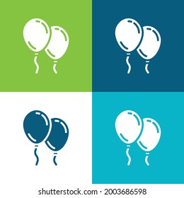 Globos Plano cuatro colores conjunto de iconos mínimo