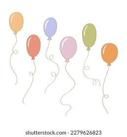 Balloons in flat style cartoon, insulated set on white background. A set of balls vector.
