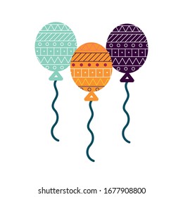 Balloons flat style icon design, Party celebration entertainment holiday fun birthday decoration and joy theme Vector illustration