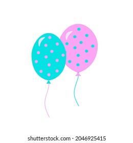 Balloons in a flat style isolated on white background. Flying balloons