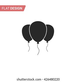 Balloons flat web icon. Silhouette balloons. Balloons isolated on background