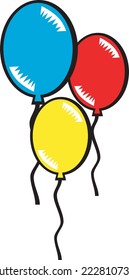 Balloons Floating in Air Vector Illustration