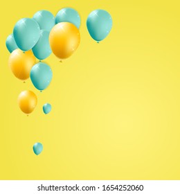 Balloons Floating in Yellow Pastel Background . Isolated Vector Elements