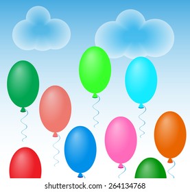 balloons fly in the sky