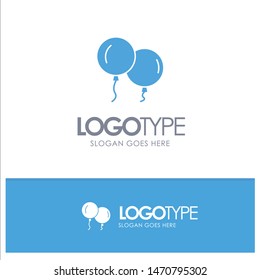 Balloons, Fly, Spring Blue Solid Logo with place for tagline. Vector Icon Template background