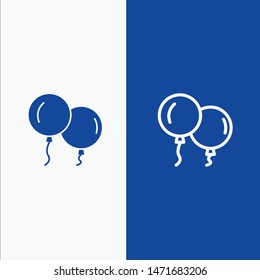 Balloons, Fly, Spring Line and Glyph Solid icon Blue banner Line and Glyph Solid icon Blue banner