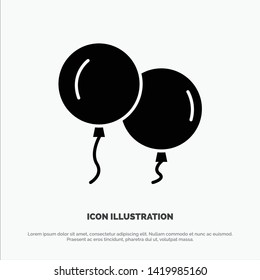 Balloons, Fly, Spring solid Glyph Icon vector
