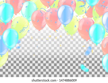 Balloons Flying on  Background, Ideal for Displaying Your Wedding, Birthday, Celebration or Holiday