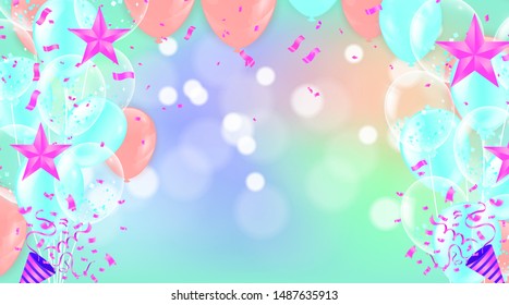 Balloons Flying on  Background, Ideal for Displaying Your Wedding, Birthday, Celebration or Holiday