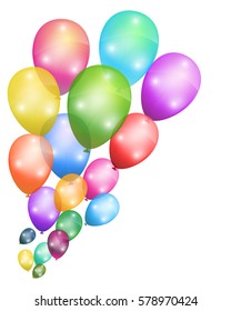 Balloons flying over white background. Celebration greetings design elements. vector