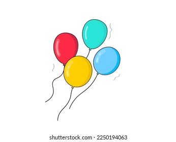 Balloons flying up. Decor, decoration for birthday, holidays, parties, weddings. Vector isolated illustration.
