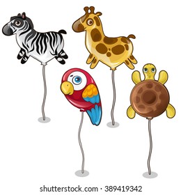 Balloons in the form of animals of the Savannah and jungle. Vector illustration.