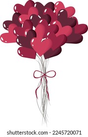 Balloons in the form of hearts. Lots of balloons. Valentine's Day.
High quality vector illustration.