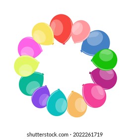 balloons in the form of a round frame, flat illustration
