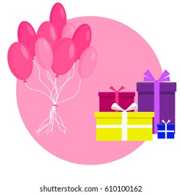 Balloons and gift boxes are suitable for the background, you can add text