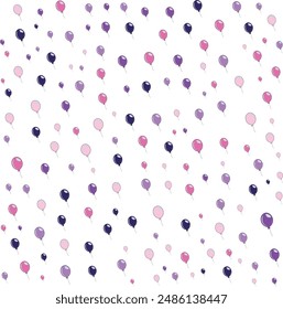 Balloons gift and decoration background vector pink purple white