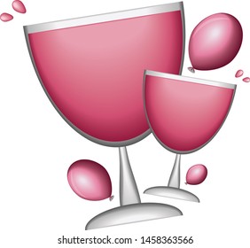 Balloons and a glass of wine, a celebration symbol