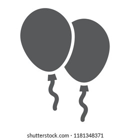 Balloons glyph icon, air and helium, toy sign, vector graphics, a solid pattern on a white background, eps 10.
