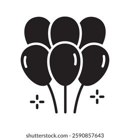 Balloons glyph, mini illustration icon. use for modern concept, print, UI, UX kit, web and app development. Vector EPS 10, related to entertainment, festival, funfair and hobbies.