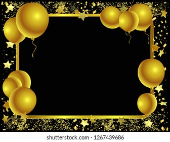 Balloons gold frame