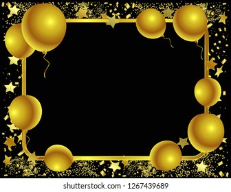 Balloons gold frame