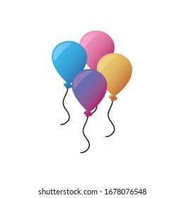 balloons gradient style icon design, Party celebration event happy birthday holiday surprise anniversary and decorative theme Vector illustration