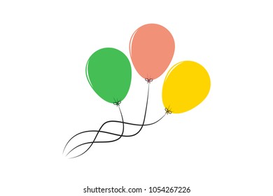 balloons green pink yellow color on a white background, vector, illustrator
