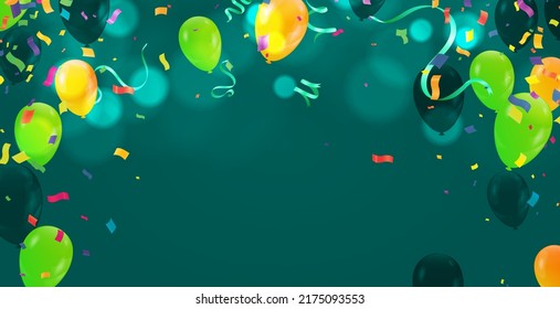  balloons green and yellow design template   space for text illustration