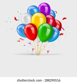 Balloons greeting card, happy birthday banner