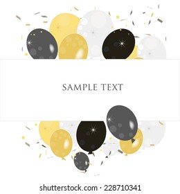 Balloons greeting with confetti vector background 