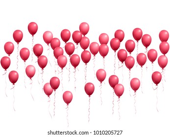 Balloons group isolated vector graphic design. Anniversary holiday decoration. Colored helium flying balloons isolated bunch, party decor objects group design.