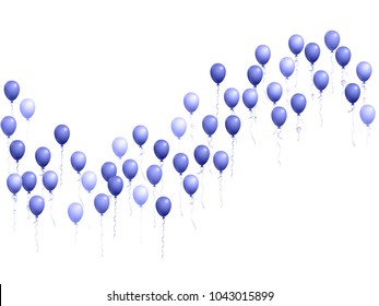 Balloons group isolated vector graphic design. Carnival or music festival decoration. Decorative helium flying balloons isolated bunch, party decor objects group design.