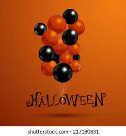 Balloons for Halloween party with typography. vector illustration.