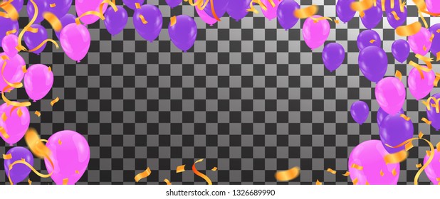 Balloons happy birthday. colorful balloon sparkles holiday background. Happiness Birth day to you logo, card, banner, web, design