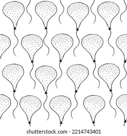 Balloons Happy Birthday doodle vector seamless pattern.