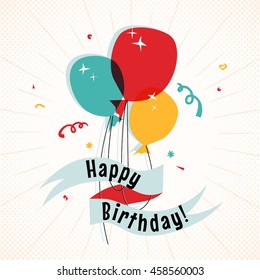 Balloons with happy birthday greeting vector illustration