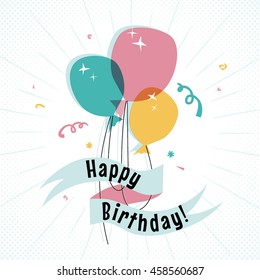 Balloons Happy Birthday Greeting Vector Illustration Stock Vector ...