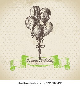Balloons. Happy Birthday hand drawn  illustration
