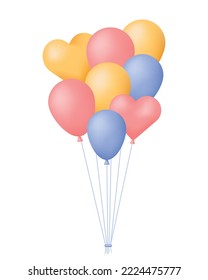 Balloons for Happy Birthday, New year, Surprise, Festive concept. 3d holiday vector illustration isolated on white background.