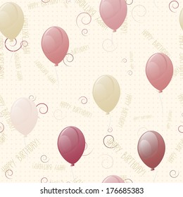 balloons, happy birthday seamless texture. used as fill pattern, backdrop. beige background