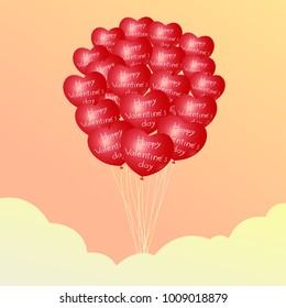 Balloons happy valentine day on the sky