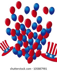 balloons and hats, independence day. vector illustration