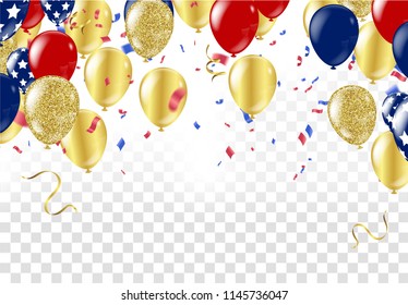 Balloons header background design element of Happy Luxury birthday