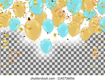 Balloons header background design element of Happy Luxury birthday