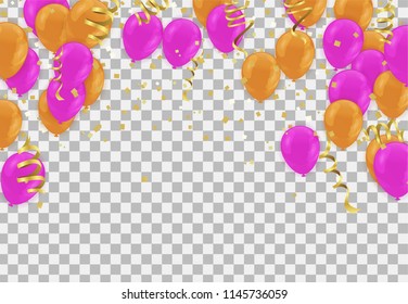 Balloons header background design element of Happy Luxury birthday